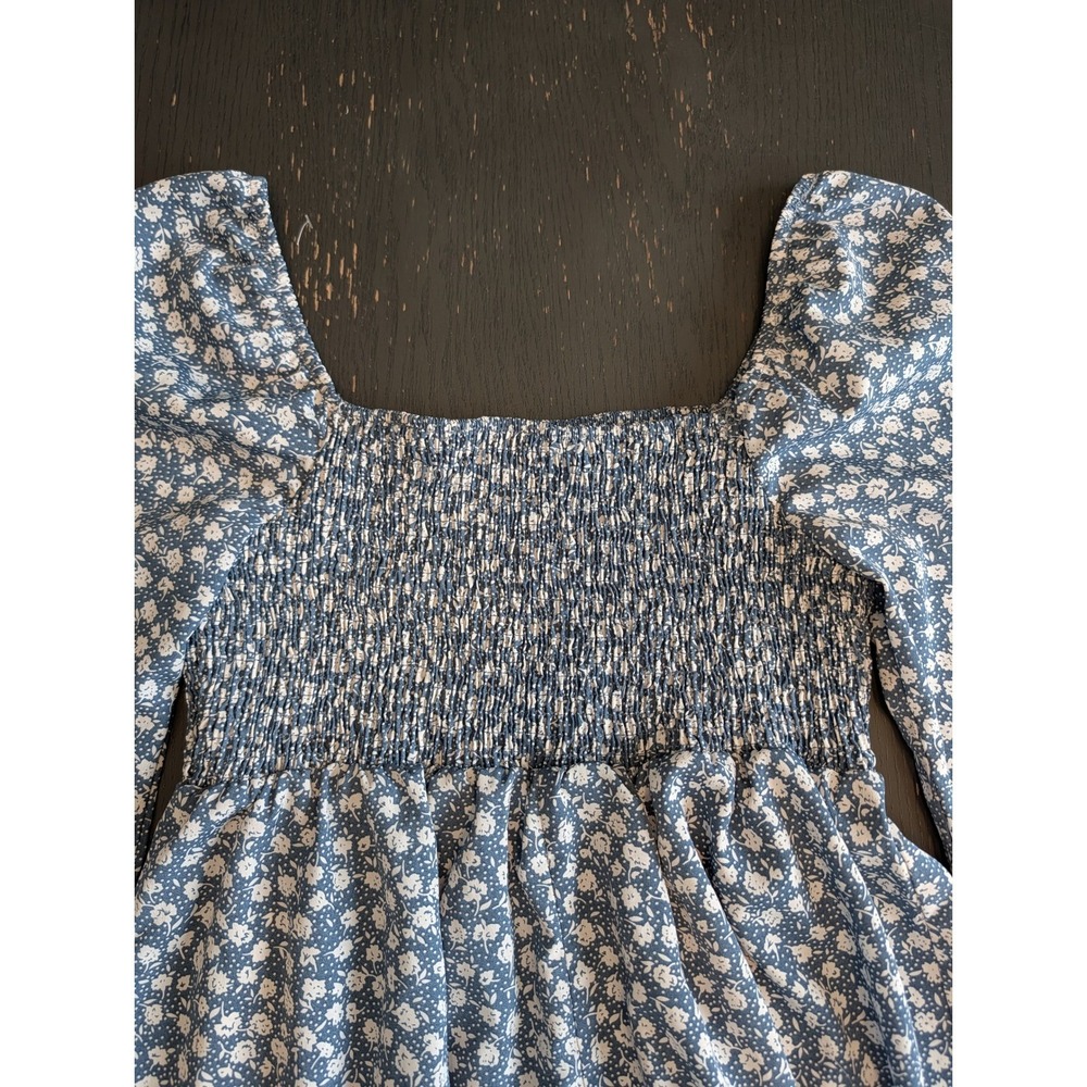 Cottagecore Floral Smocked Midi Dress Billow Puff Sleeve Romantic Flowy Boho - Picture 3 of 7